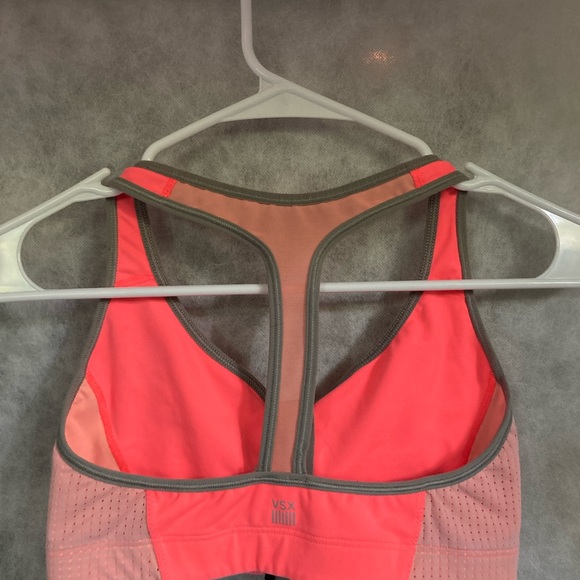 VICTORIAS SECRET VSX Zip Front Racerback Sports Bra Peach Orange Small Petite - Picture 13 of 15